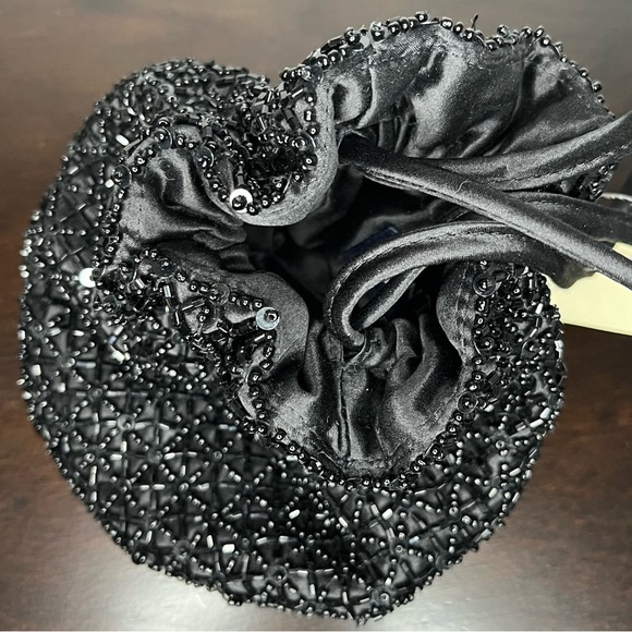 Ann Taylor Formal Black Beaded Mini Bag Holiday Party or Cocktail - Picture 4 of 7